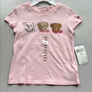 NWT Ralph Lauren Pink Tee with Trio of Bear Faces
